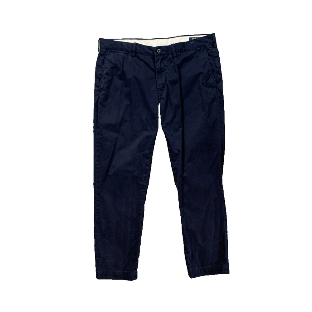Vintage Polo Ralph Lauren Pants Mens 38 Navy Cotton Flat Front Work Travel Chino